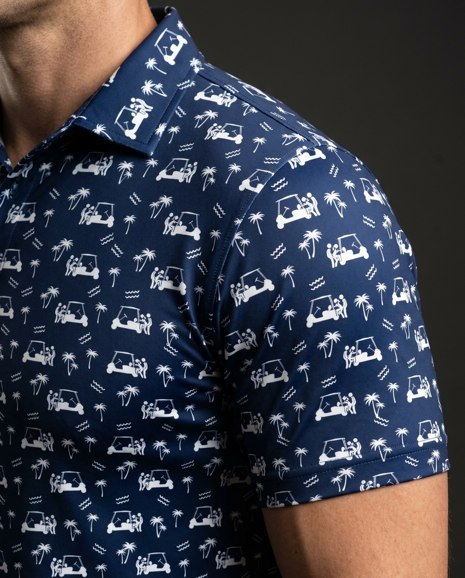 Back Nine Action Polo Navy Golf Polo