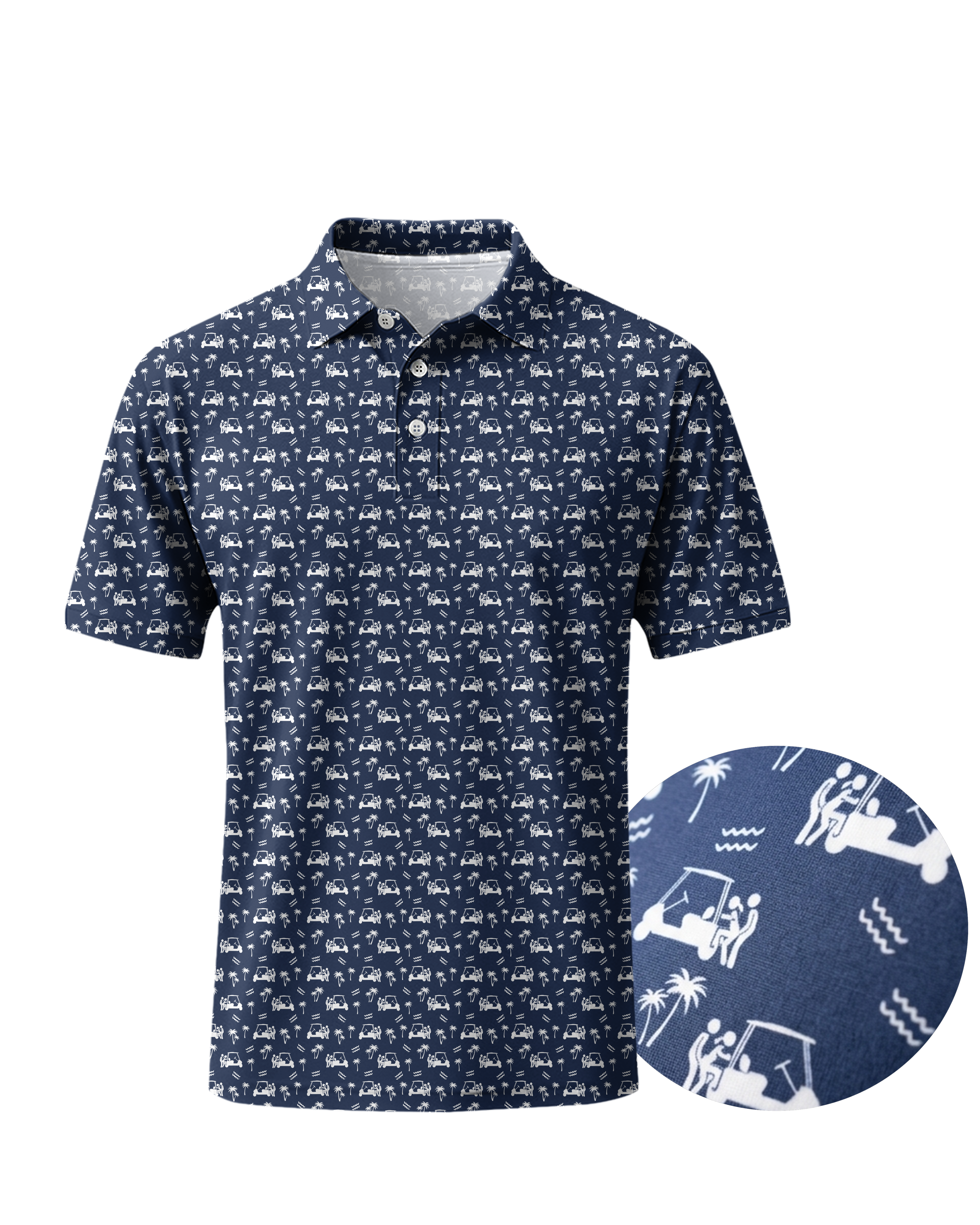 Back Nine Action Polo Navy Golf Polo