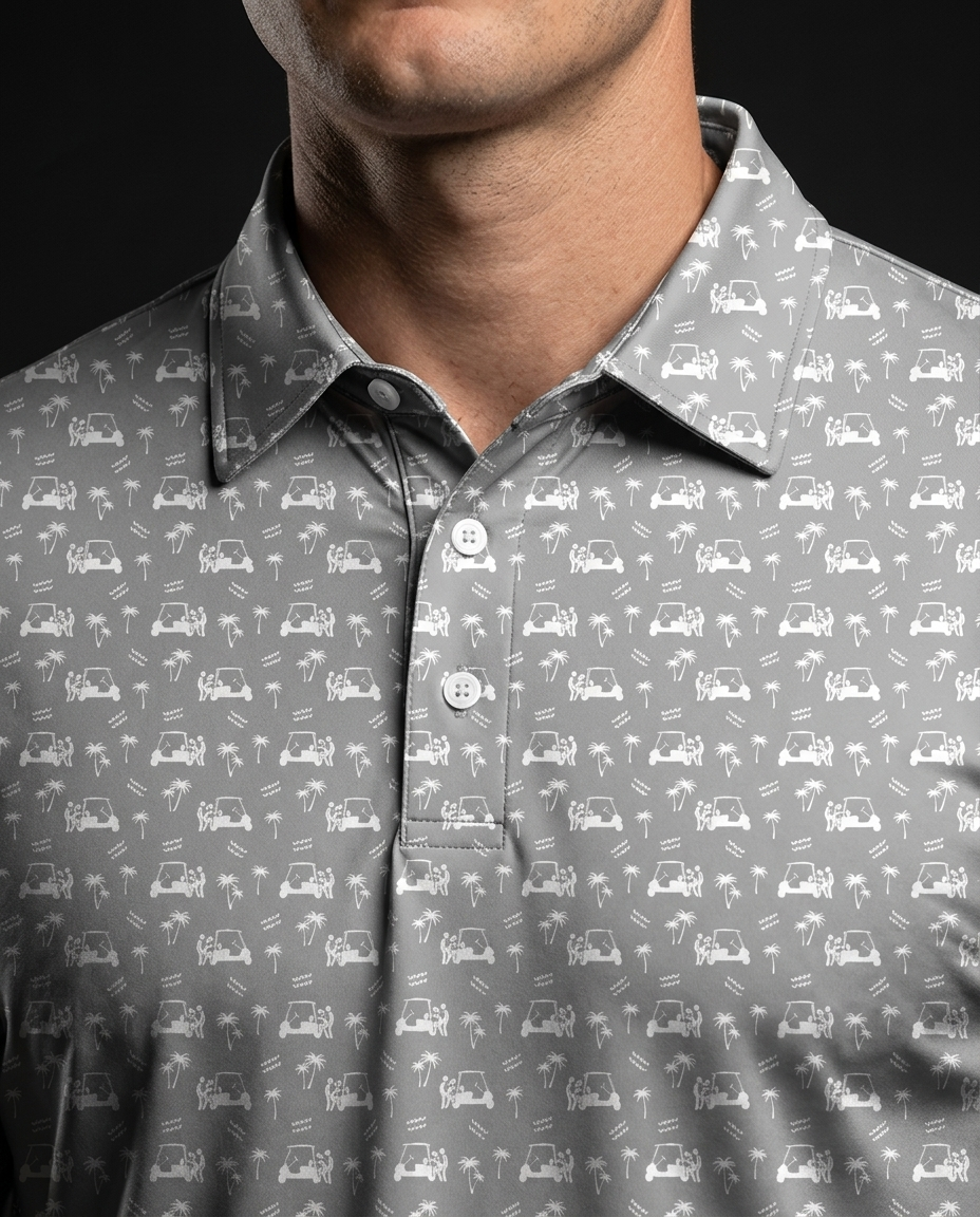 Back Nine Action Polo Grey Golf Polo