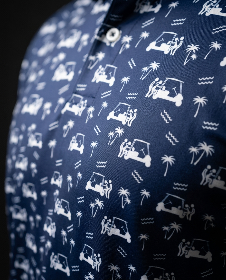 Back Nine Action Polo Navy Golf Polo