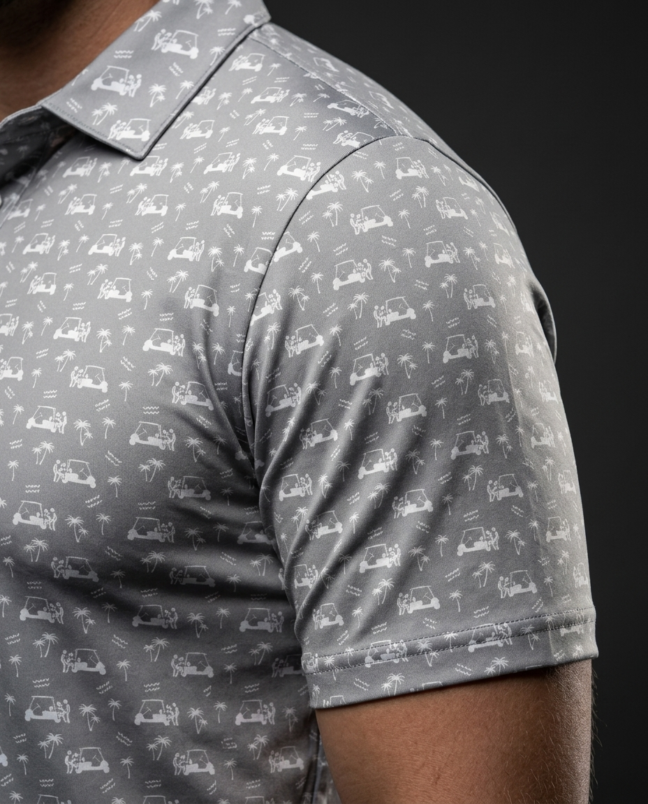 Back Nine Action Polo Grey Golf Polo