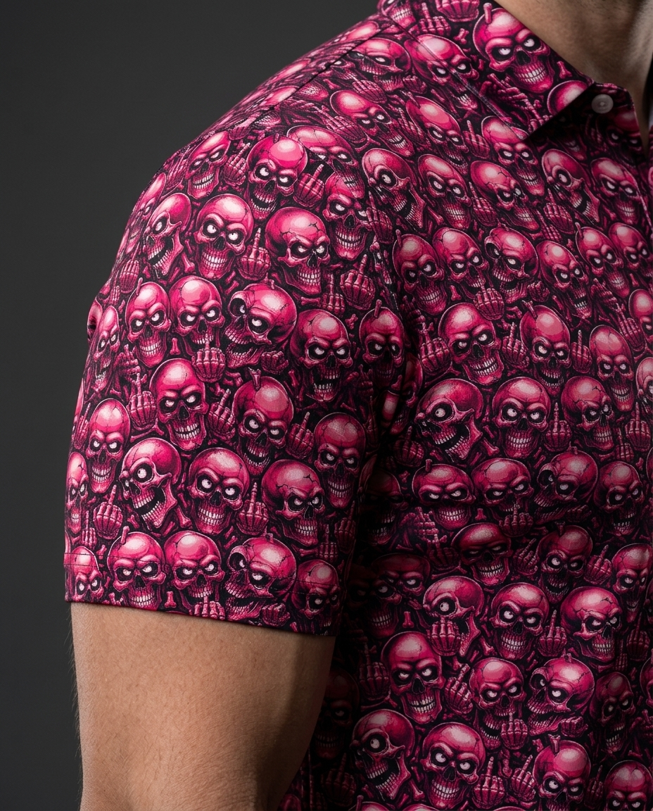 The Pink Skull Mood Polo Golf Polo