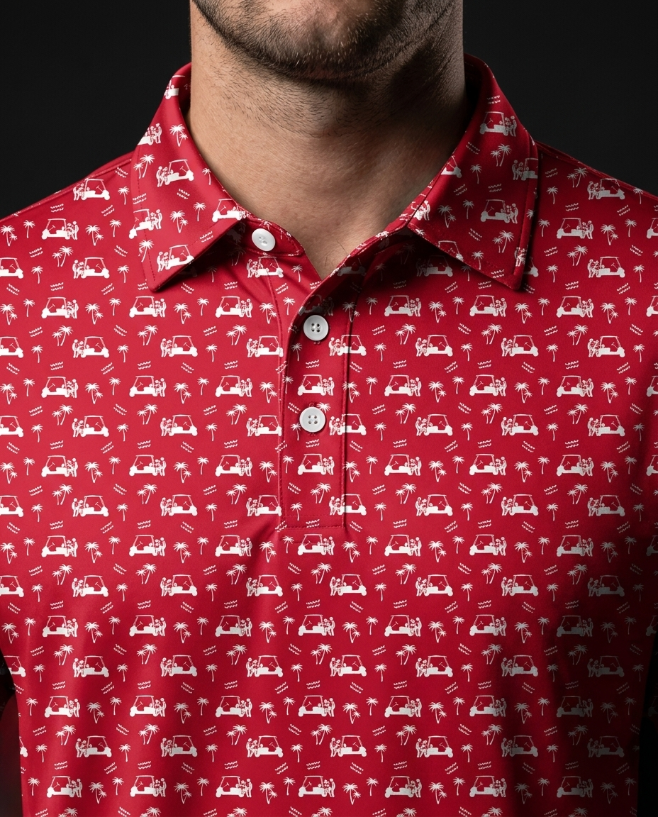 Back Nine Action Polo Red Golf Polo