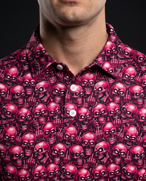 The Pink Skull Mood Polo Golf Polo