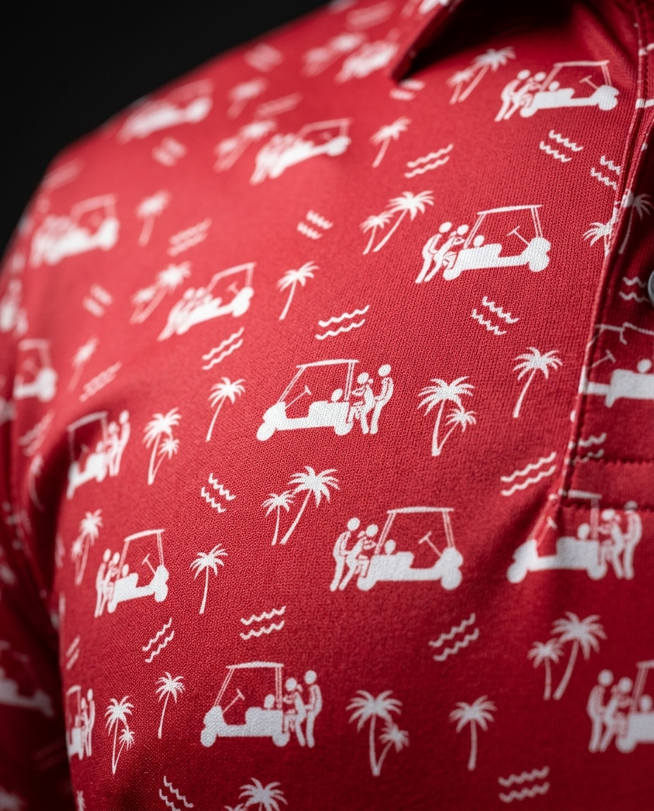 Back Nine Action Polo Red Golf Polo