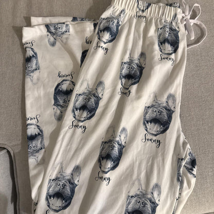 Custom Pet Portrait Pajama Pants – Personalized Dog/Cat/Person Photo & Name Gift